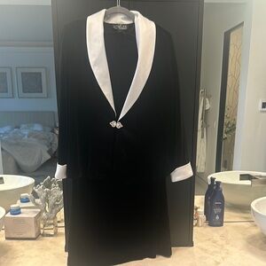 Alex Evenings Black and White Tuxedo Jacket skirt and camisol